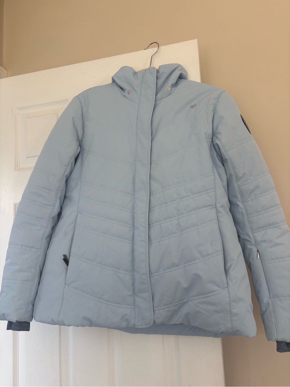 Obermeyer Light Blue Hooded Women's Puffer Jacket